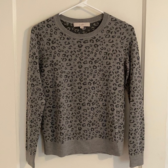 LOFT Sweaters - Grey leopard print sweater